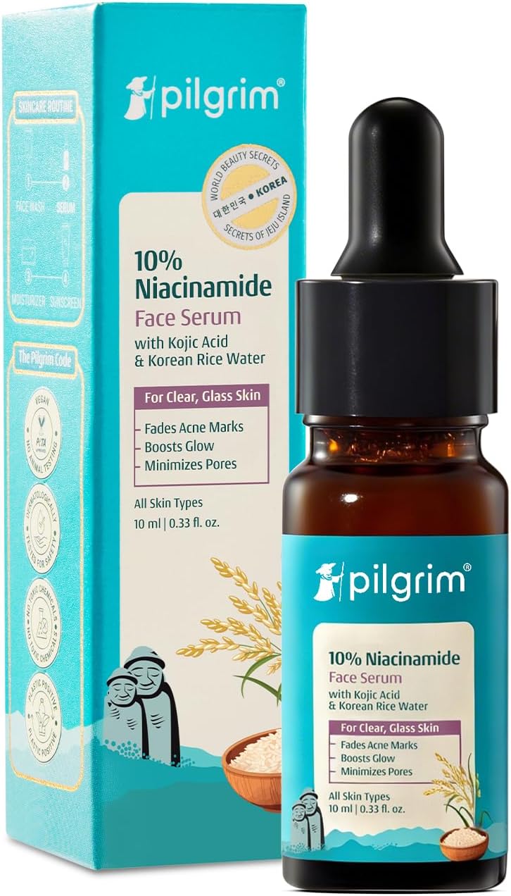 Pilgrim 10% Niacinamide Face Serum For Acne Marks 10ml | Fades Blemishes & Dark Spots | Oil Control | Brightens & Evens Skin Tone | All Skin Types | Women & Men |