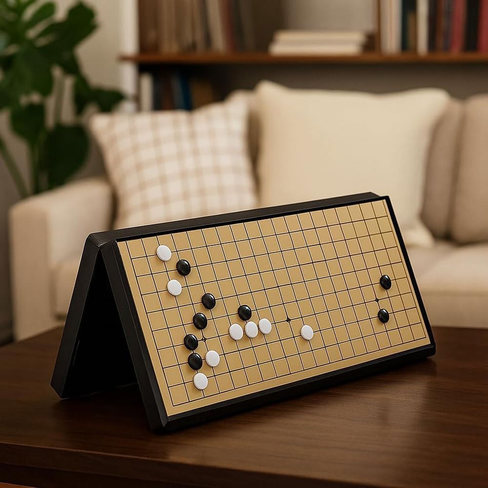 Set di scacchi magnetico Go Gomoku, gioco portatile con singole pietre convesse in plastica, strategia classica cinese for bambini e adulti scacchiera portatile(25 * 25 * 2cm)