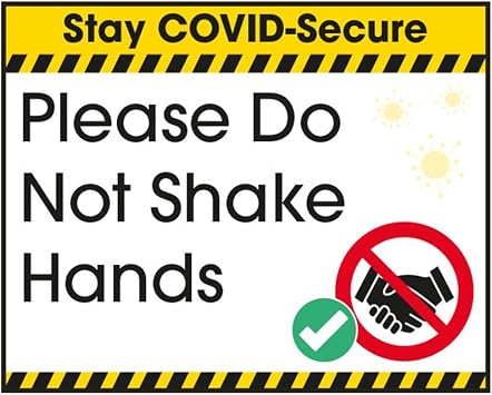 V Safety CV164CU-S Vsafety COVID-Secure Sticker - Do Not Shake Hands 100mm x 80mm-Self Adhesive Vinyl