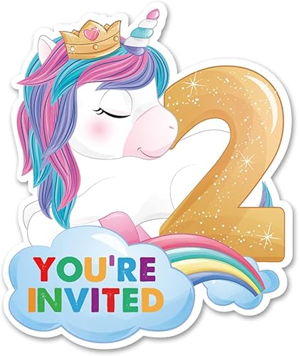 Miniatura 6 de Lindas invitaciones de unicornio para 6 fiesta con sobres, juego de 20 invitaciones de unicornio de seis formas, invitaciones para niñas de sexto