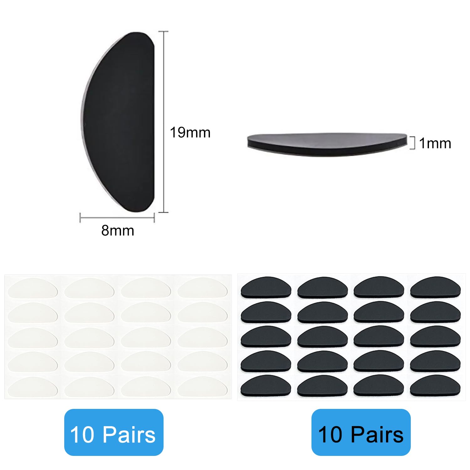 YPYMOD Naselli per Occhiali, Antiscivolo Silicone, Forma di D Naselli Autoadesivi Antiscivolo