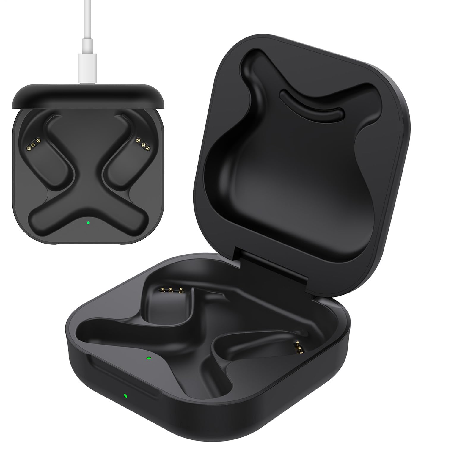 Scatola di ricarica, auricolari wireless neri, caricabatterie portatile per auricolari, contenitore da viaggio, compatto organizer per dispositivi di riproduzione audio con batteria
