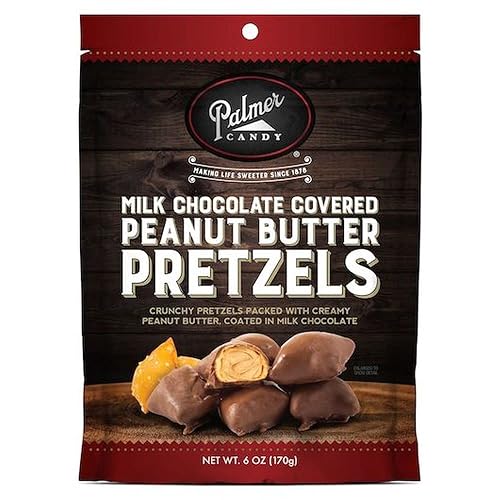 Palmer Candy Nuggets de pretzel de mantequilla de maní cubiertos de chocolate con leche, 6 onzas 8 por caja