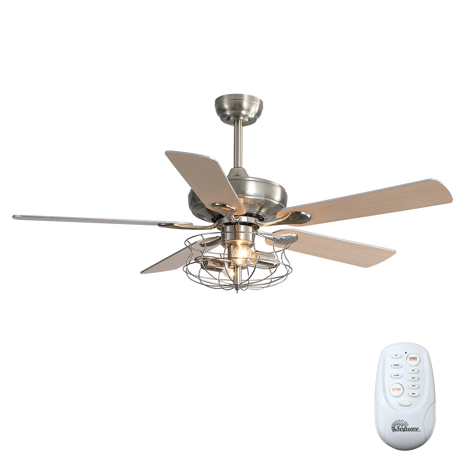 Buy Industrial Cage Ceiling Fan With Lights And Remote AC Motor Sofucor