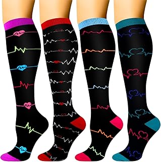 Lencería de encaje transparente, 4 pares de calcetines de compresión para hombres y mujeres, calcetines de apoyo coloridos para deportes, vuelo, correr, viajes, ciclismo para mujer
