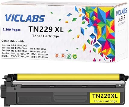 TN229 TN229XL Toner cartridge replacement for Brother HL-L3220CDW HL-L3280CDW HL-L3295CDW HL-L3300CDW HL-L8245CDW MFC-L3720CDW MFC-L3780CDW MFC-L3765CDW MFC-L8395CDW Printers 1- Pack, Yellow