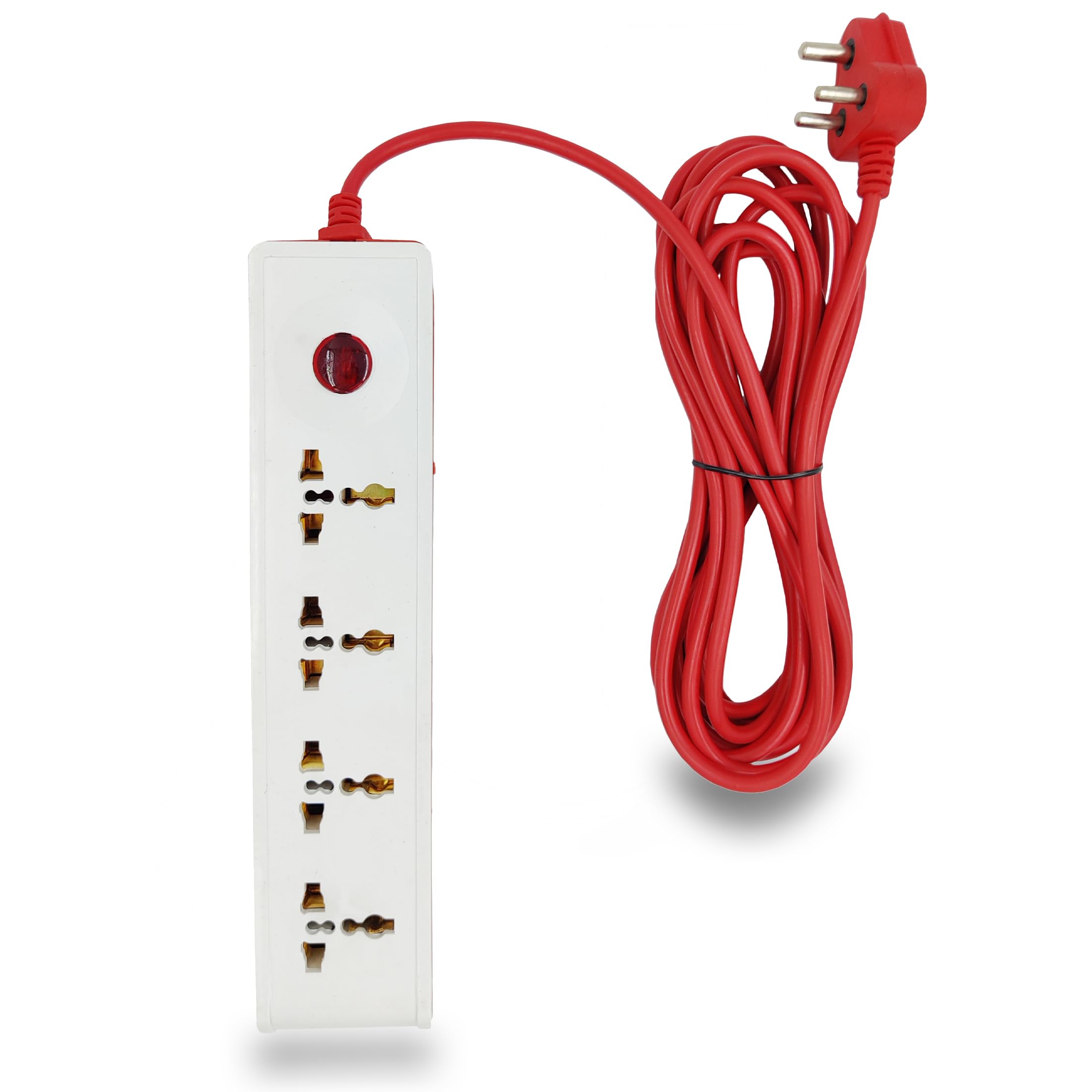 Hillgrove 5 Meter Long Cable Power Extension Board with 4 Universal Socket and 1 Switch Surge Protector Board for Computer/Laptop/Fridge 4 Socket Extension Boards (White)-picture-41