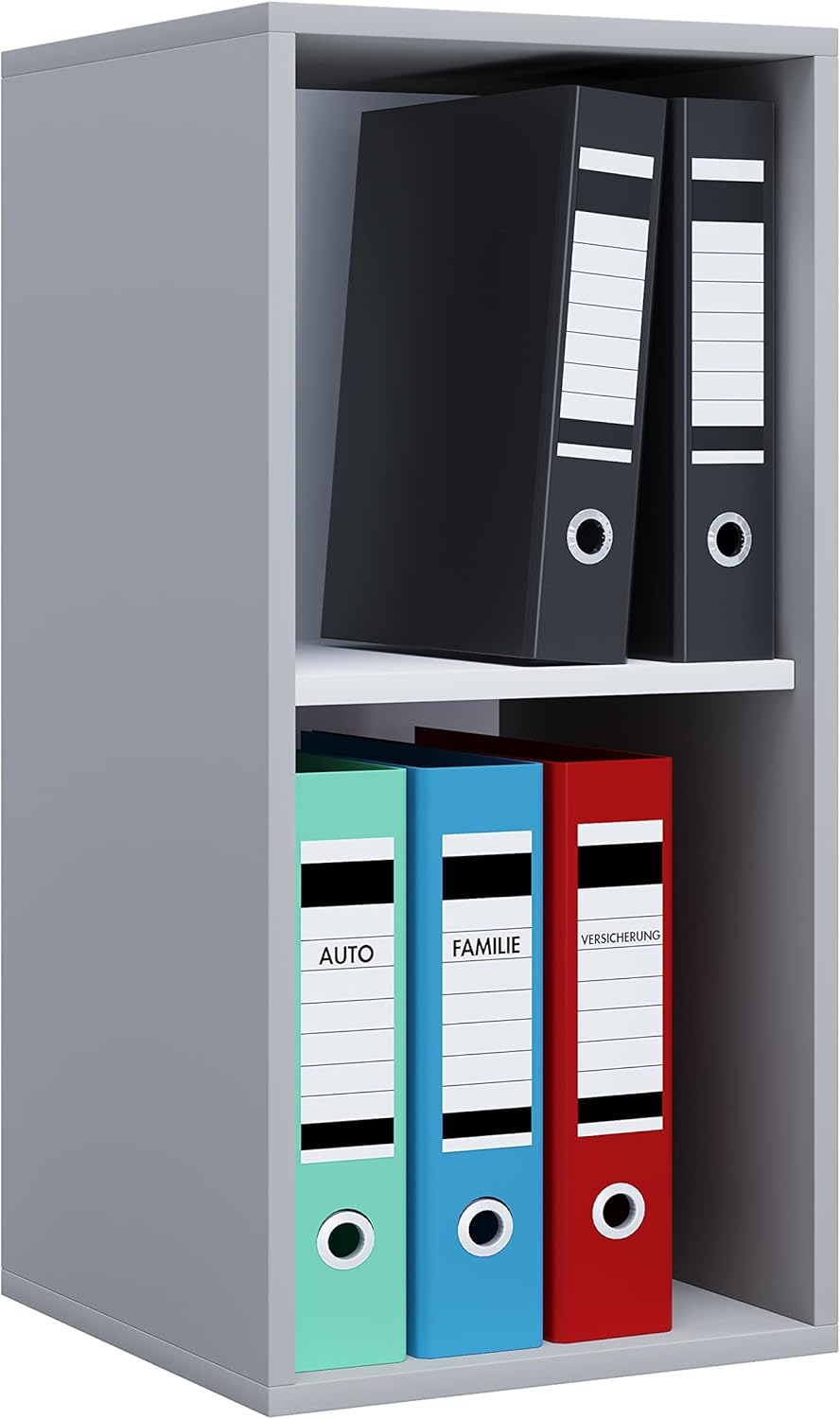 VCM Holzregal stehend | platzsparender Aktenschrank | Maße ca. H. 74 x B. 35 x T. 37 cm | Elegantes Regal | Büroregal – Lona I 2f