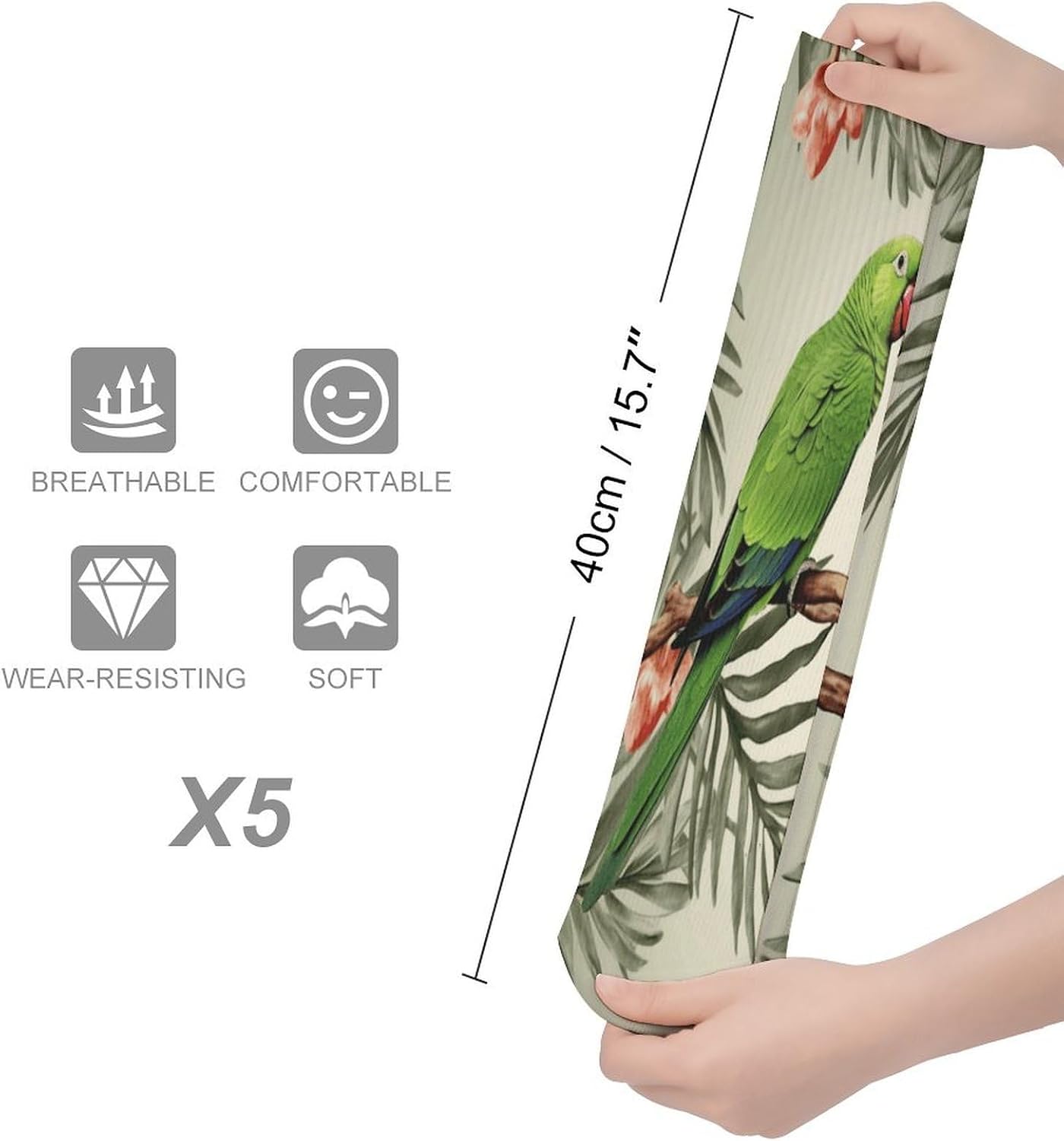 Couple Parrots Olive Crew Socks Cozy Casual Calf Socks Lightweight Long Work Sock Breathable Athletic Sock for Hiking Sports Running 5 Pairs