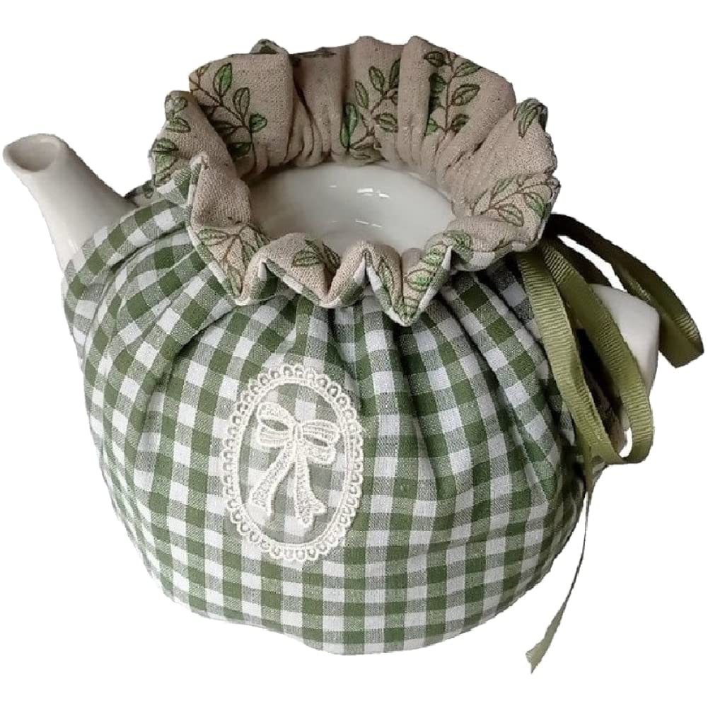 Funda antipolvo para tetera de cocina y aislante térmico de algodón estampado