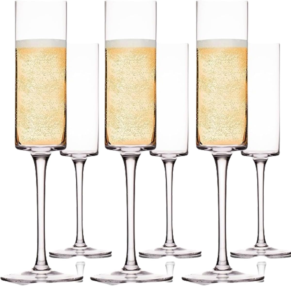 Square Crystal Champagne Flutes Set of 2, Unique Wedding or Celebratory Gift for Women, Ideal for Engagement or Celebration (2 SET)