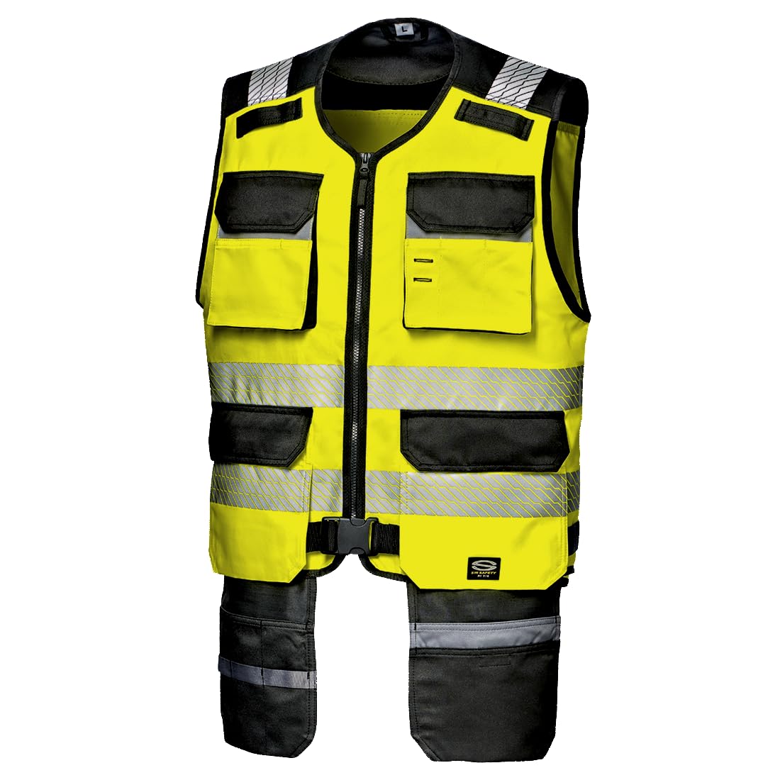 Sir Safety System Rush Arbeitsweste Herren Warnschutz, 280 g/m², 8 Taschen, segmentierte heißversiegelte Reflexstreifen, UNI EN ISO 20471:2017 Klasse 1, M-3XL, Hi-vis Gelb