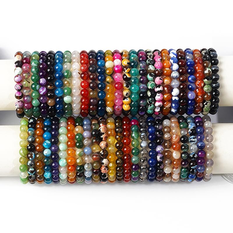 Bracciale con perline di granato rosso intenso - 8 mm, pietra