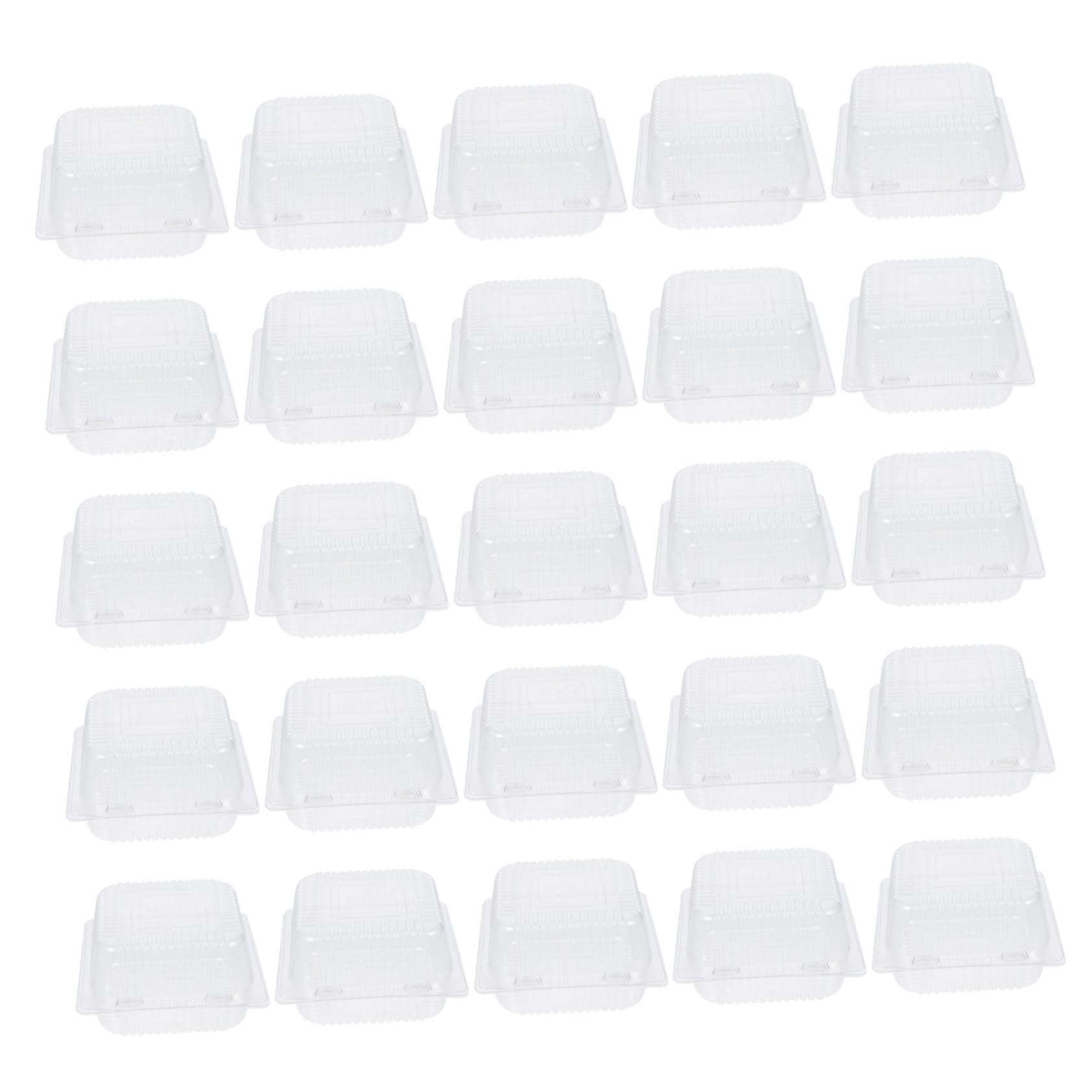 PRETYZOOM 50pcs Crisper Box Food Storage Containers Covers Plastic Single Use for Cakes Mousse Occasions Baby Shower Bridal Shower Wedding Birthday Anniversary Christmas