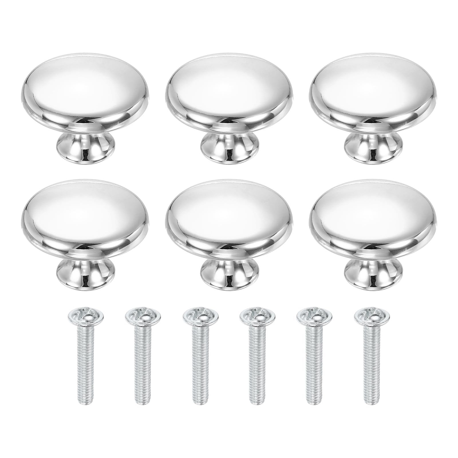sourcing map Cabinet Knobs 1-3/8" 35mm Dia Drawer Knob Silver 6Pcs — image 1