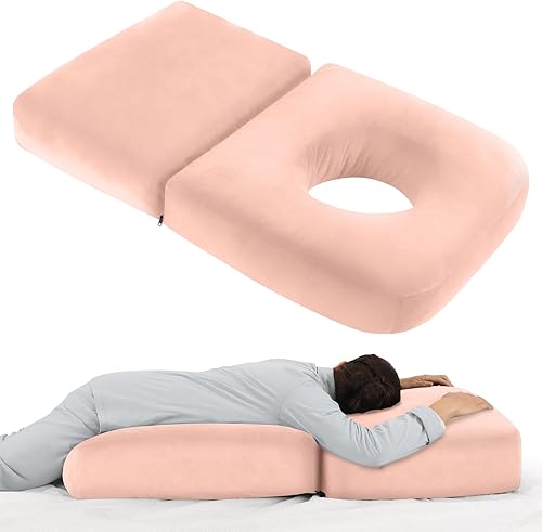 Miniatura 10 de Almohadas de embarazo para dormir, almohada de masaje de embarazo de 45.3 pulgadas, almohada de cuerpo completo con funda extraíble, soporte para