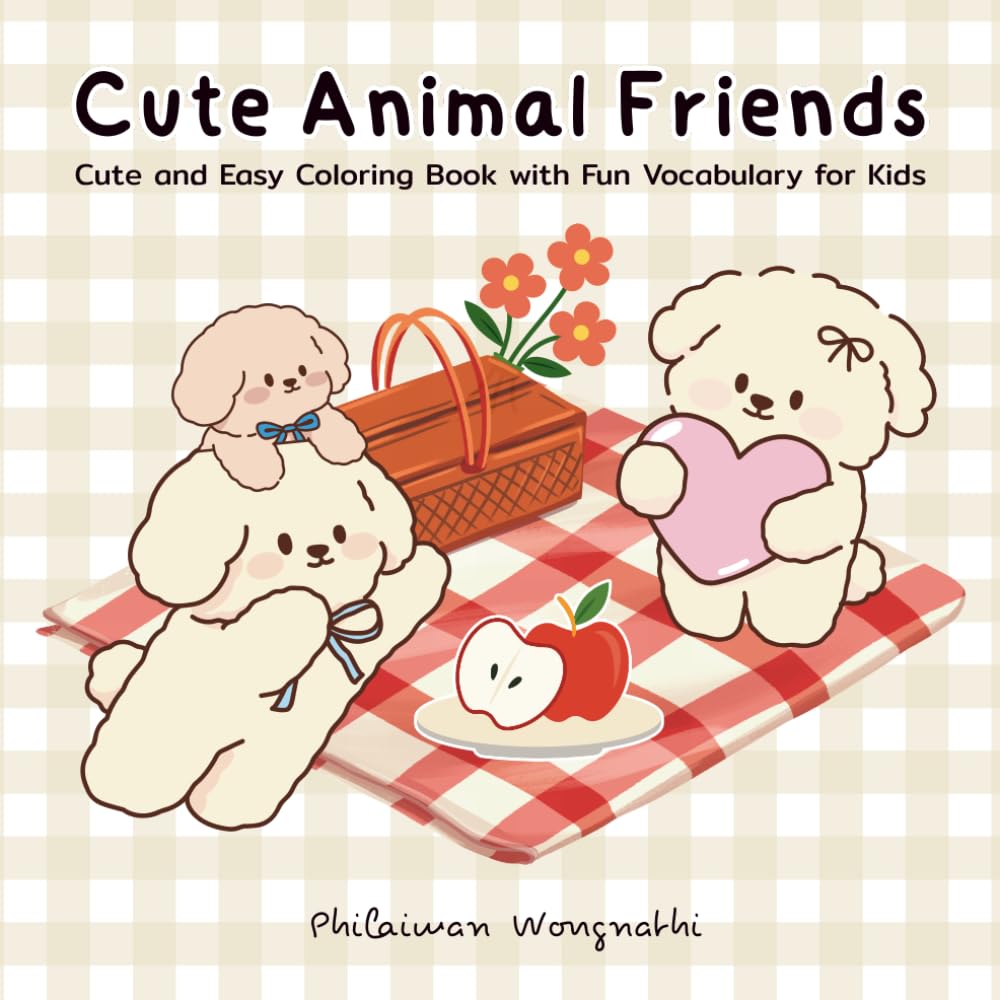 Cute Animal Friends: Cute and Easy Coloring Book with Fun Vocabulary for Kids