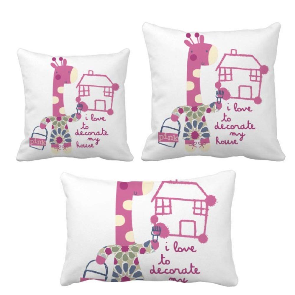 Coussin girafe rose dessin animé pour décoration maison et canapé