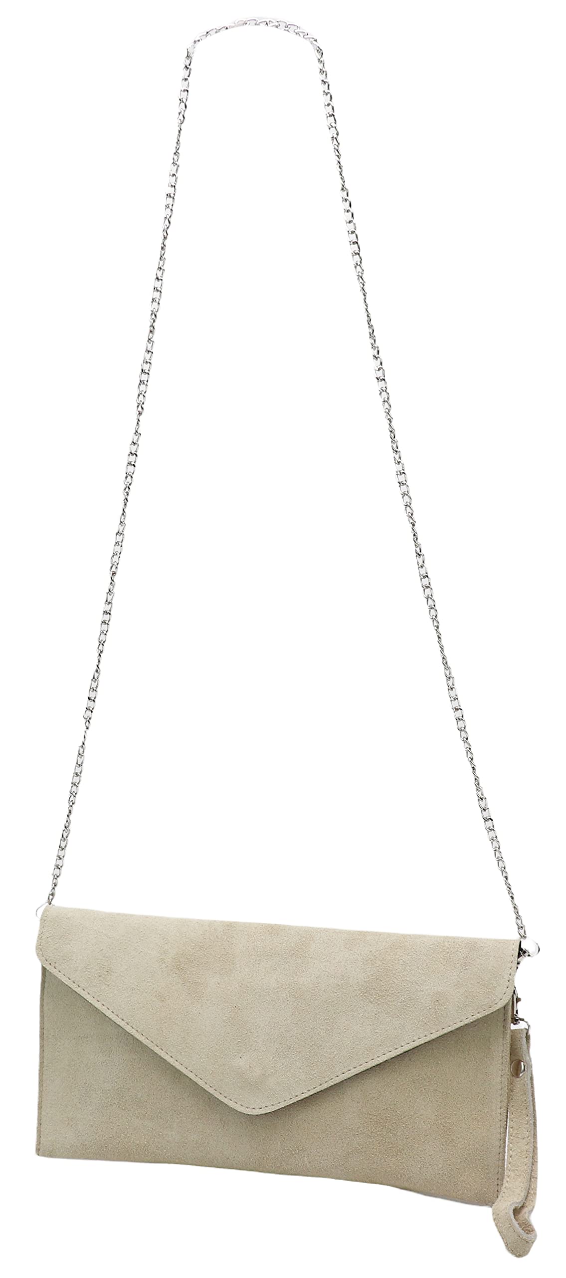 SH Leder Echtleder Clutch Umhängetasche kleine Tasche Abendtasche in Wildleder oder Metallic 31,5x16,5cm Palma G299