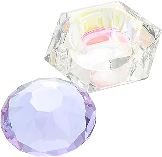 فوميز. طبق زجاجي لاقلام طلاء الاظافر من دابن، كوب زجاجي ملون مع غطاء وحامل مسحوق الاظافر، طبق سائل للاظافر، وعاء سائل للاظافر، وعاء فني للمانيكير