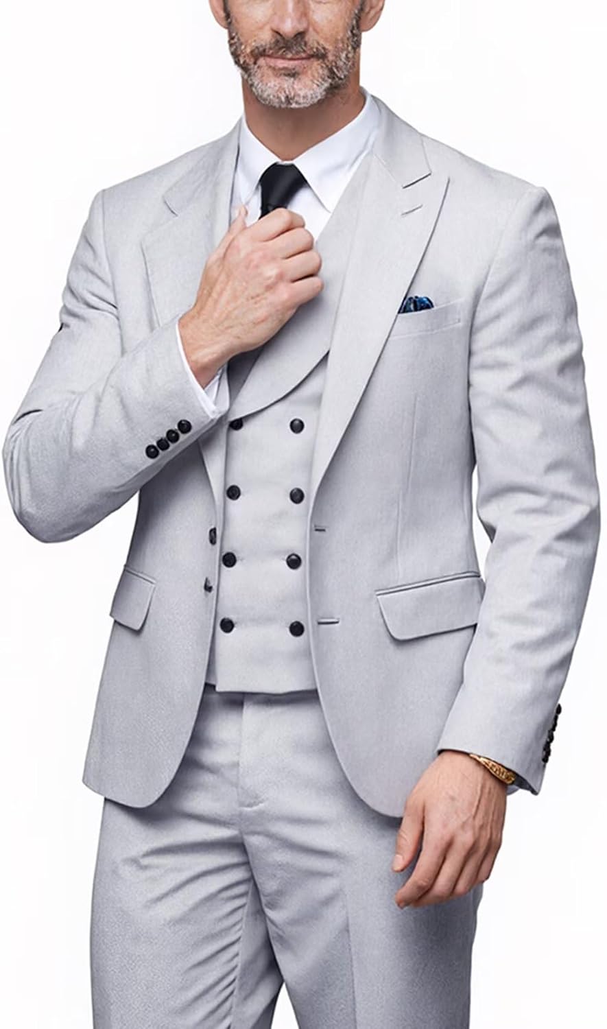 Men's Slim Fit 3-Piece Suit 2-Button Business Formal Tuxedo Suit Set for Wedding Prom