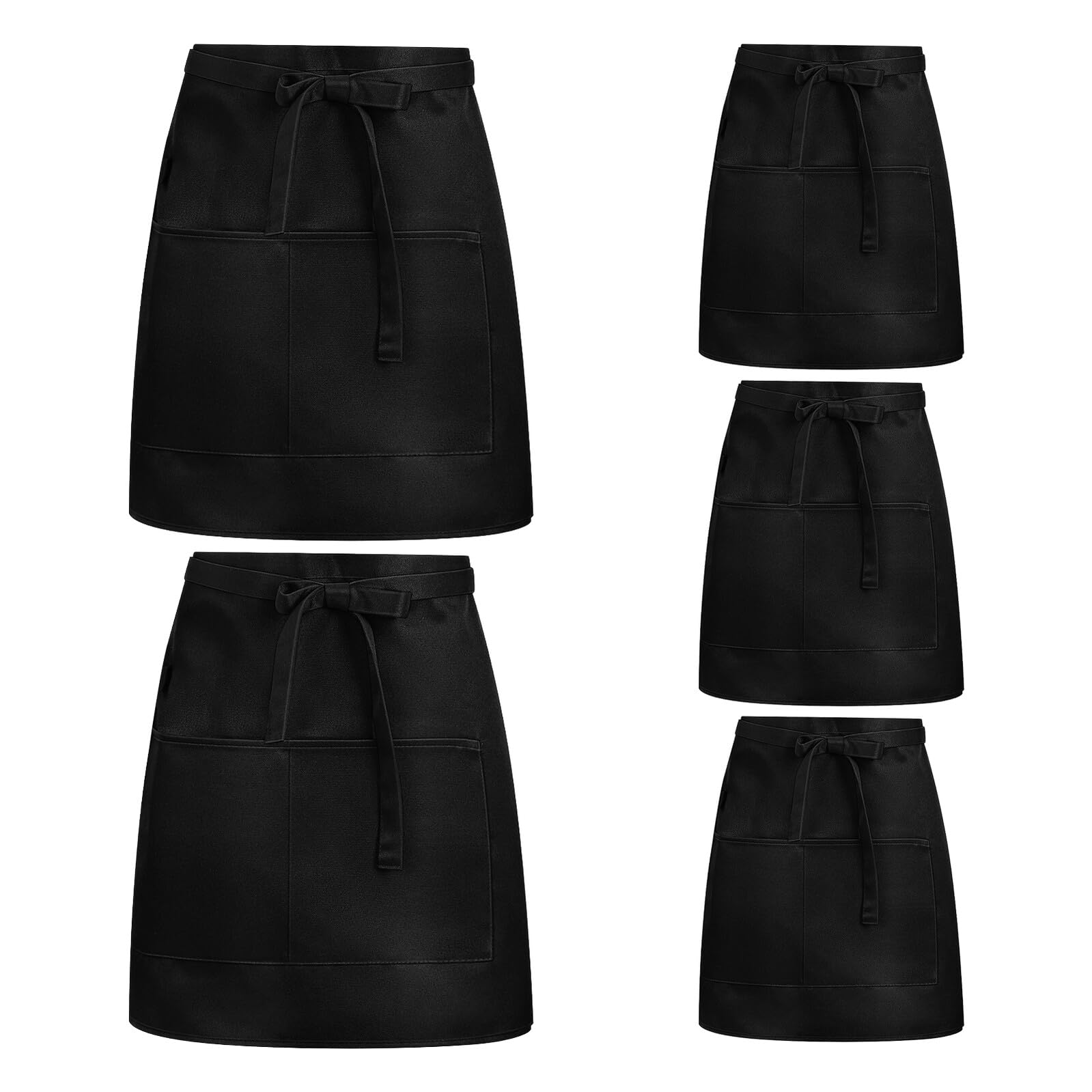 COLLBATH 5piezas Delantal para Servicio Delantales de Cocina con Bolsillos para Mujeres Personal de Talleres Restaurantes o Cantinas