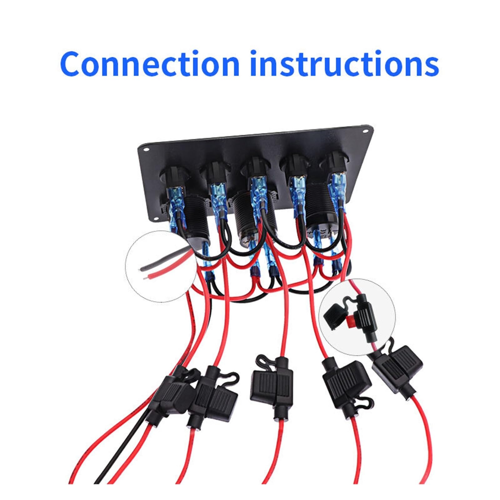 Panel przełączników Led z podwójnym portem USB 12V woltomierz cyfrowy przełączniki sterujące dla samochodów morskich łódź przyczepa kempingowa Camper RV akcesoria (Color : Blue)