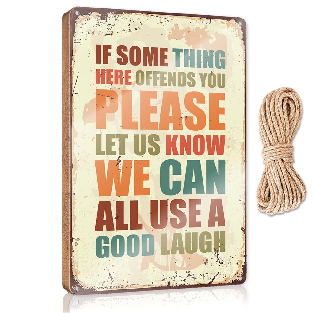 IBWNBBUSN Home Hanging Sign If Something Offends You Please Let Us Know We Can All Use A Good Laugh Wooden Sign Decor Signs House Decor Clearance