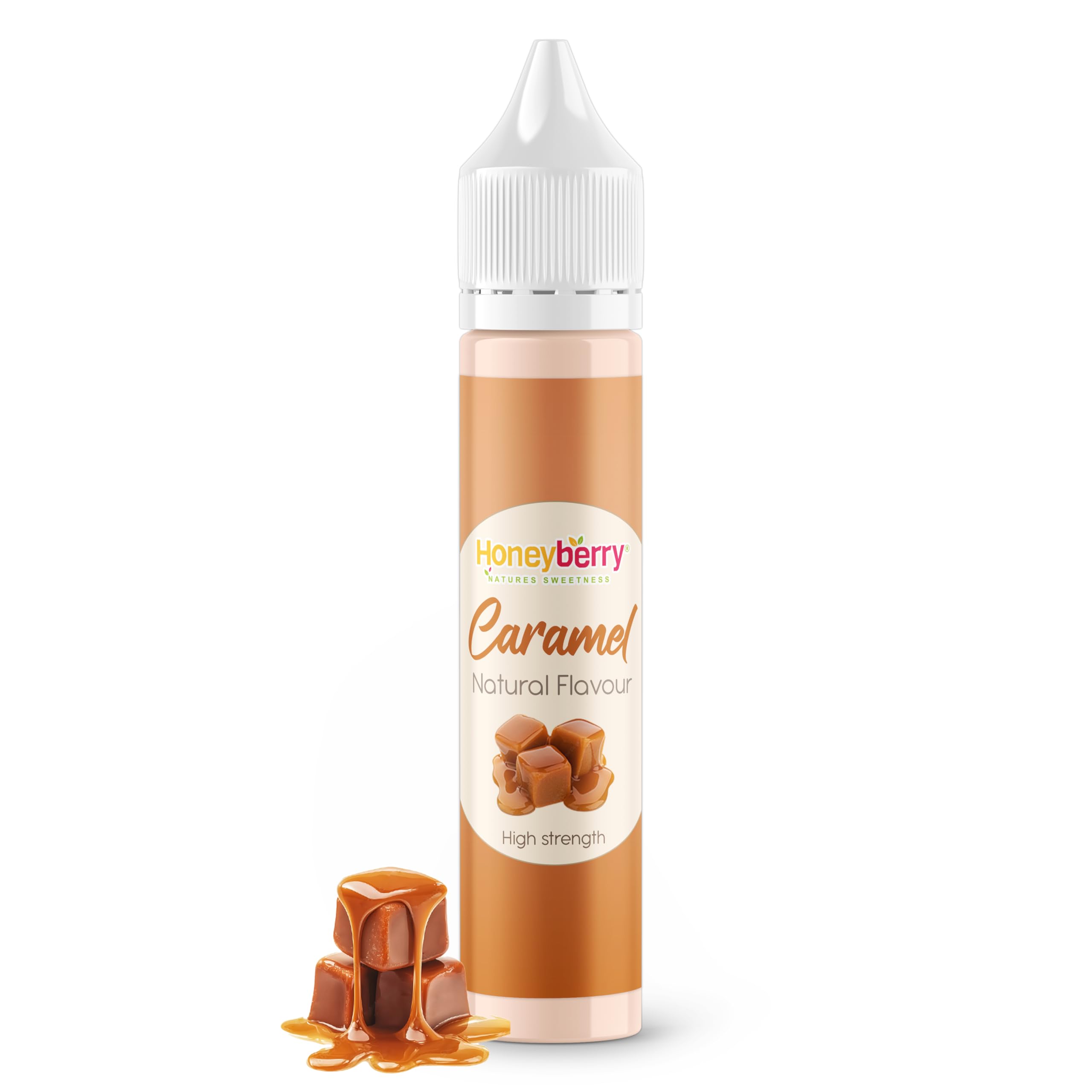 HONEYBERRY Natürliches Lebensmittelaroma – Hochkonzentrierte Profi-Aromatropfen – Flüssige Essenz für Backen, Desserts, Getränke & Kochen – Ohne künstliche Zusatzstoffe (30ml, Karamell)