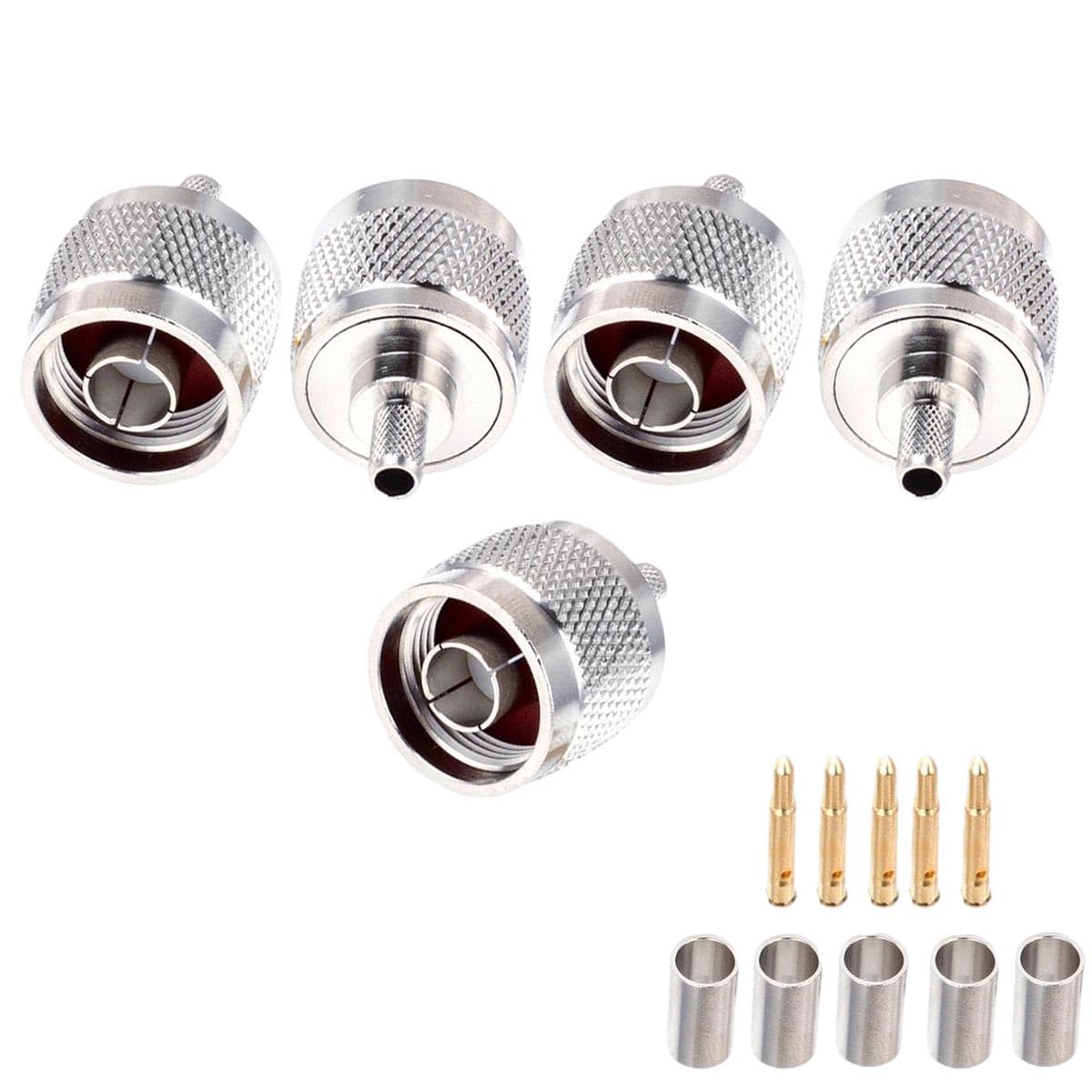 ABONIX N Male Crimp Connector N Type Plug Adapter for RG58 and RG142 Low Loss High Frequency RF Coaxial Connector (Pack of 5)-image-25