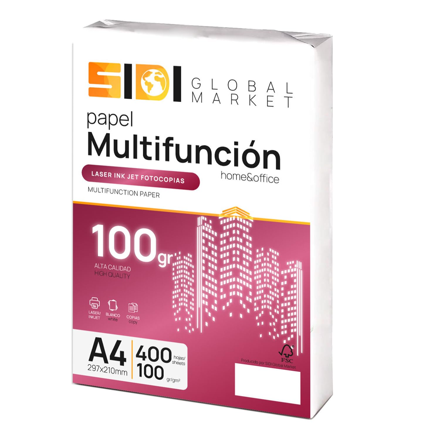 A4 Paper, 100 g Sheets, Printer Paper, Pack of Sheets for School, Work or Personal Use, A4 Sheets for Photocopier and Multipurpose Use, Extra White Colour - SIDI (400h, 100g)