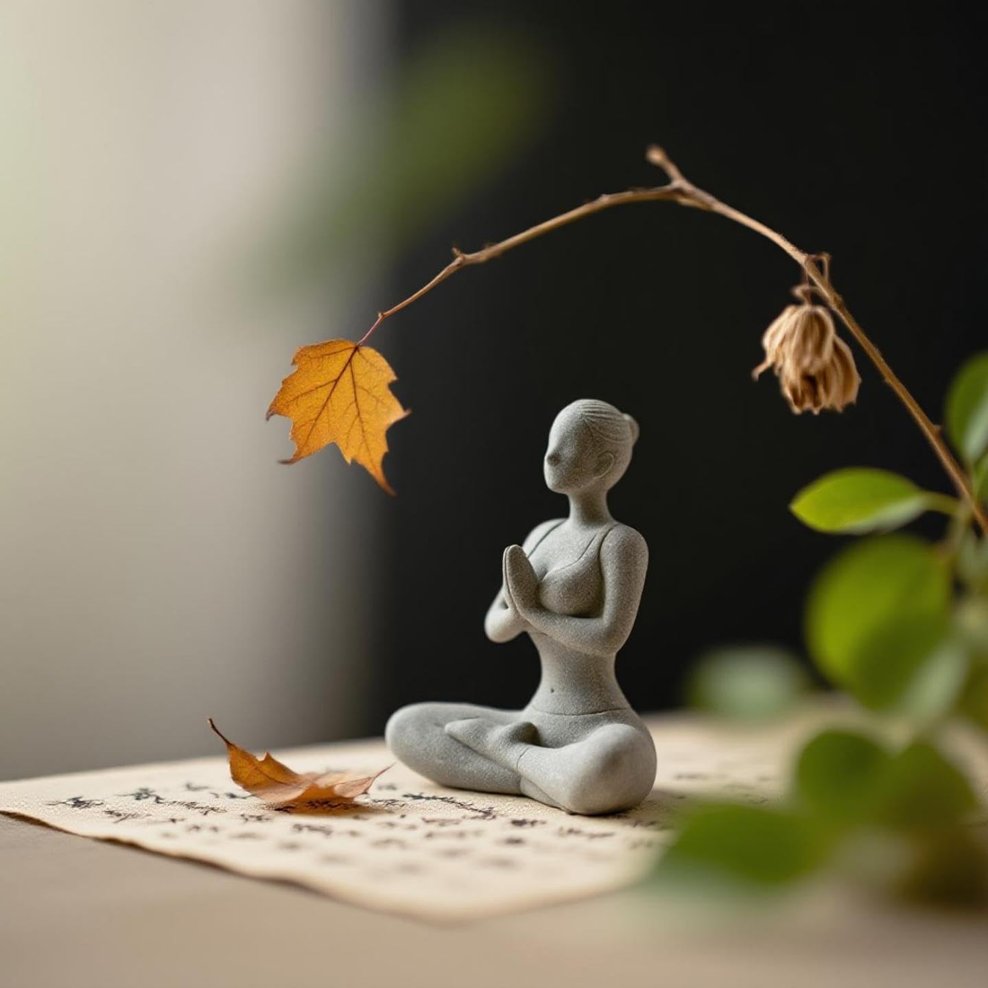 livelyfish Yoga Lady Statue Sandstone Yoga Pose Figure Meditation Women Collectible Figurines for Home Shelf Aquarium Fish Tank Decor (B-Style)