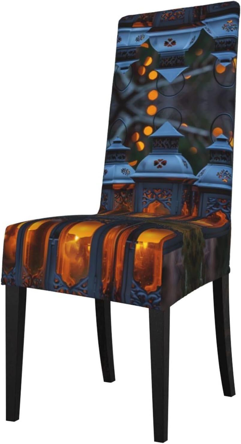 Vintage Lampshade Prints Protection Cover for Dining Chair - Stretchable Chair Throw Covers for Dining Room, Hotel Event Party