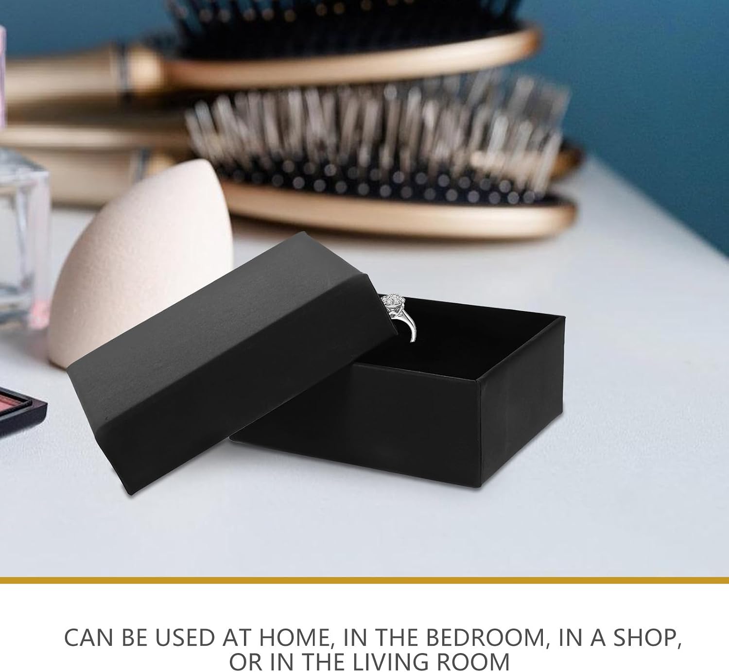 SHOWERORO 12pcs Small Kraft Jewelry Boxes with Lid, Black Paperboard Necklace and Earring Storage Cases, Reusable Jewelry Packaging and Travel, 8x6.5x3.3cm image 3