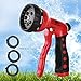 BEST Premium Durable Garden Hose Nozzle - Hand Sprayer Heavy Duty 8 Adjustable Pattern Metal Watering Gun - High Pressure - Perfect for Garden Plants Lawn Car Wash Cleaning Washing Dogs & Pets (1)