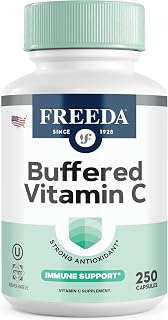 FREEDA Vitamin C - Buffered Vitamin C 500mg - Kosher - Powerful Antioxidant Immune Support - Sensitive Stomach Vitamins C Capsules Calcium Ascorbate - Vitamin C 500 mg - VIT C Supplement (250 Count) | Includes 50mg Calcium – Supports Immune Health & Antioxidant Defense – Gentle on Stomachs, Kosher, Vegan, & Made in USA