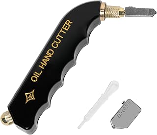 Glass Cutter with Auto Oil Feed, Tungsten Carbide Pistol Grip Tool, Dual Wheels (2-12 MM Cutting Range) for Stained Glass, Tile and Mosaic