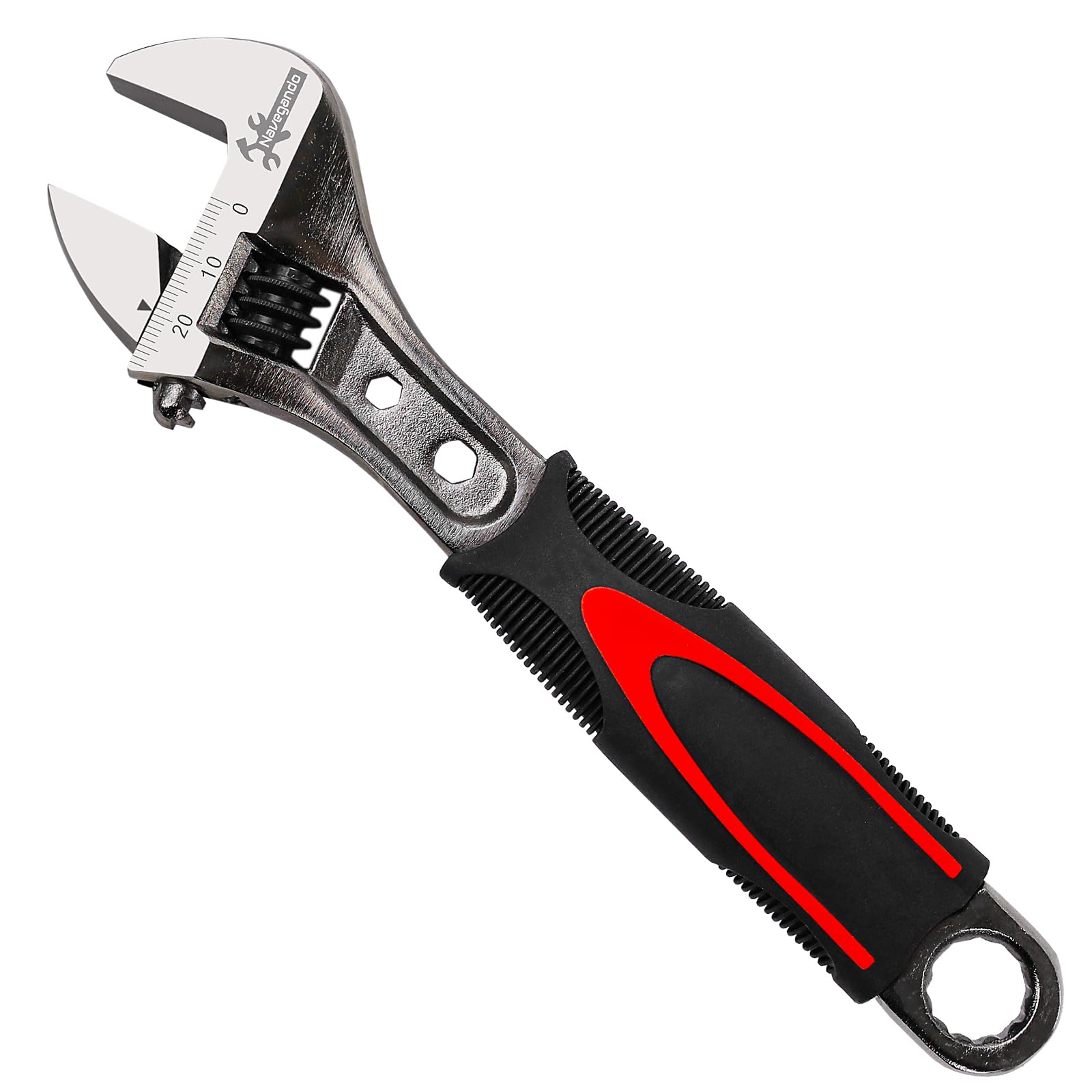 Navegando 8-Inch Adjustable Wrench, 200mm Drop Forged High Carbon Steel Wrench with Black Nickel Finish, 6-24mm Jaw Capacity, Anti-Slip Hand Tool for Automotive, Plumbing, and Home DIY Repair