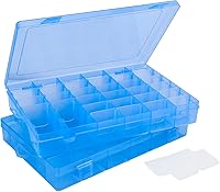 Vista 13 de Contenedor de Uñas Falsas, Cosics Caja de Almacenamiento de Arte de Uñas de Plástico Rosa Brillante con 36 Rejillas y Divisores Ajustables, Estuche