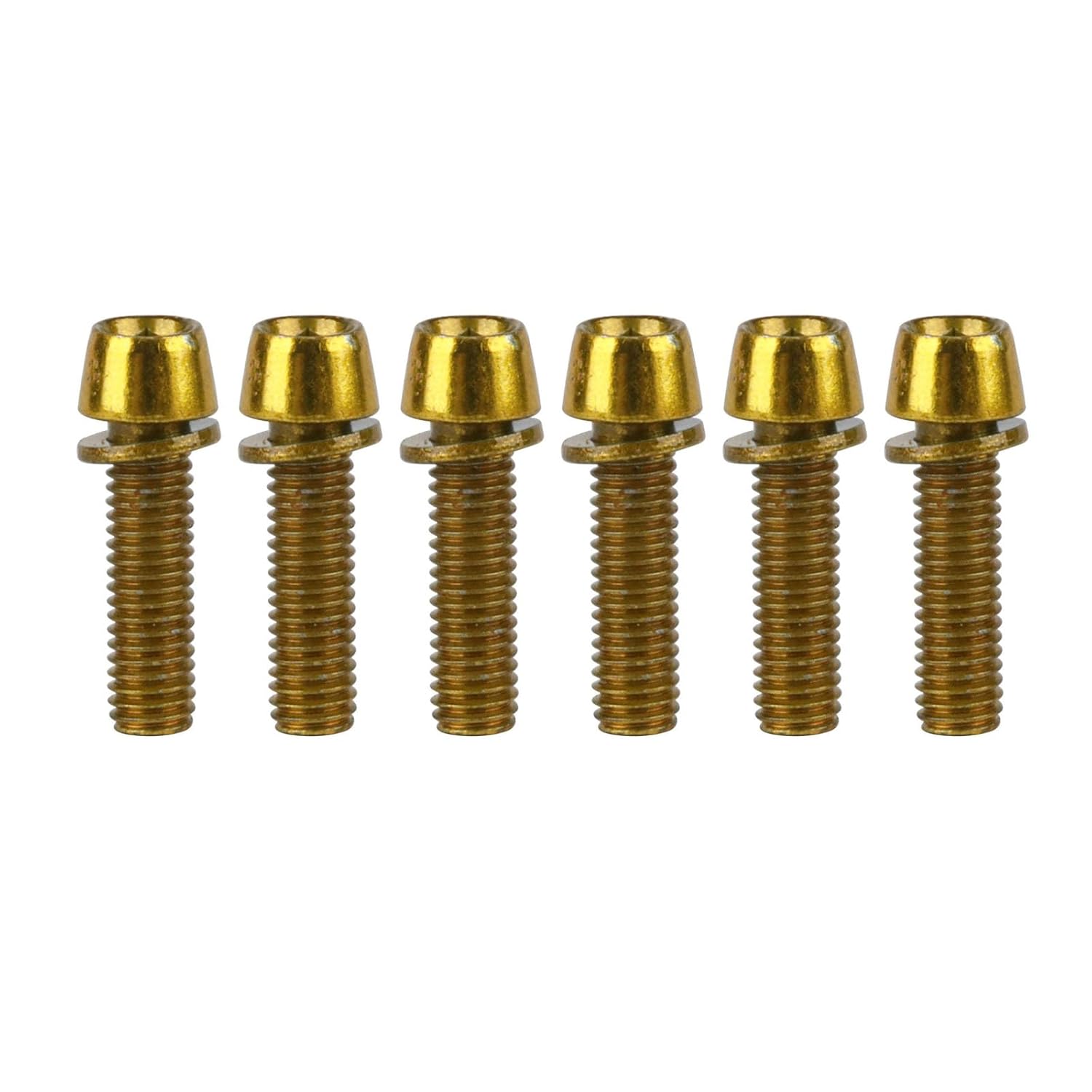 Steel M5x18mm Bolts with Washer, Allen Hex Tapered Screw for Bicycle Stem, Pack of 6 (Black)