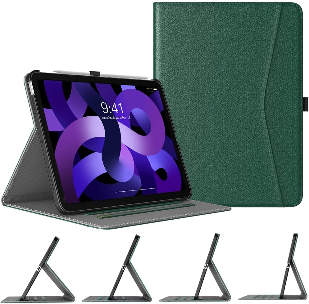 TiMOVO Case for New iPad Air 4th Generation, iPad Air 4 Case (10.9-inch, 2020), [4 Viewing Angles] PU Leather Folding Folio Stand Cover, Support 2nd Gen Apple Pencil Charging, Green