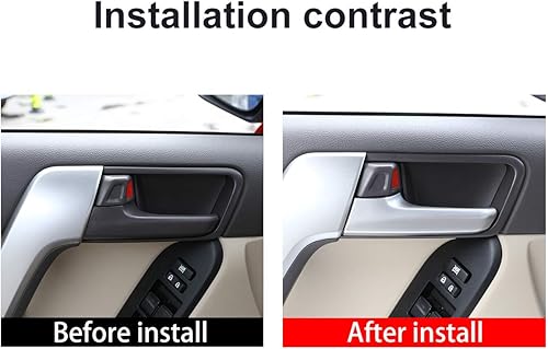Miniatura 10 de ABS cromo interior manija de puerta Trim 4 unids para Toyota Land Cruiser Prado FJ150 150 2010-2019 Accesorios de coche (grano de madera de pino)