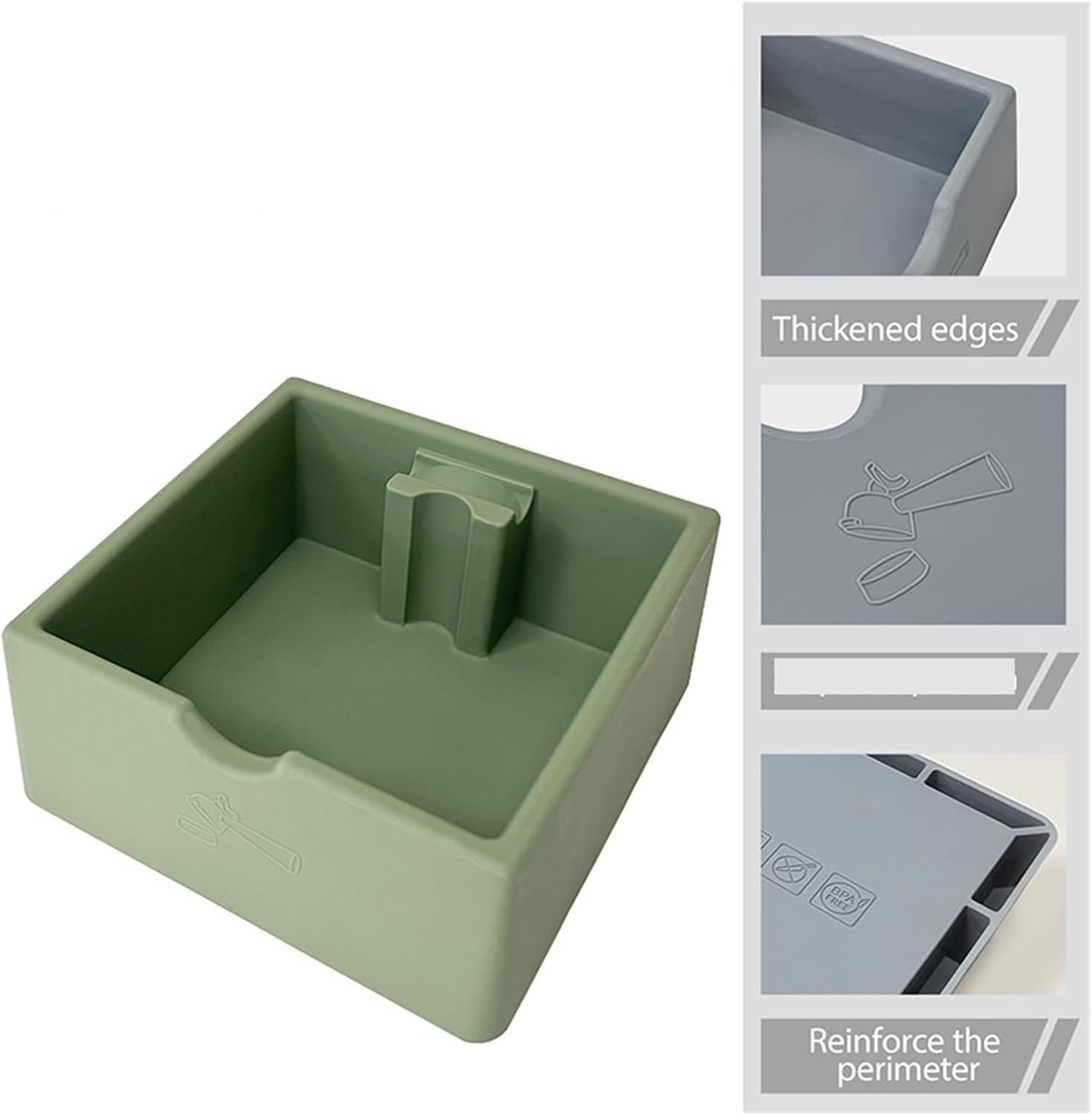 Coffee Knock Box Silicone Waste Grounds Bin With Tamper Holder For Espresso Accessories(Green)