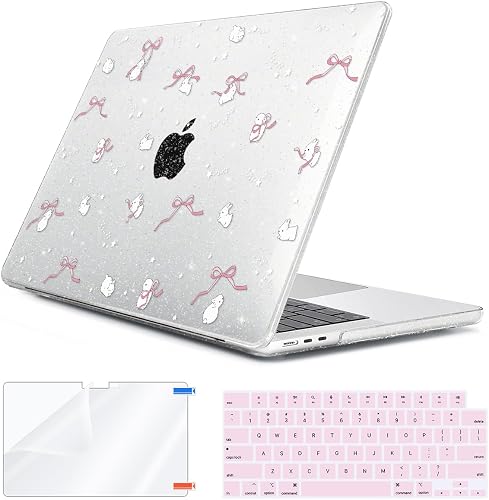 HOHAIYOO for 2026 2025 2024-2022 MacBook Air 13 inch Case M5 A3449 M4 A3240 M3 A3113 M2 A2681 with Touch ID& 13.6" Liquid Retina Display, Hard Shell&Keyboard Cover&Screen Film&Webcam Cover, Bunny-P