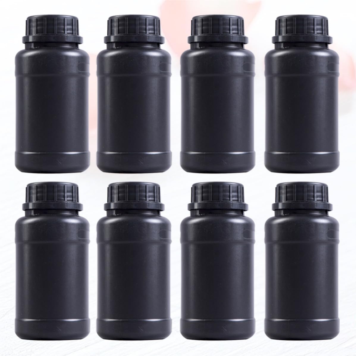 8pcs Black Hdpe Plastic Bottles with Good Sealing and Practical Vertical Stripes, Sturdy Engineering Containers for Liquid and Fertilizer Storage, Plastic Storage Containers