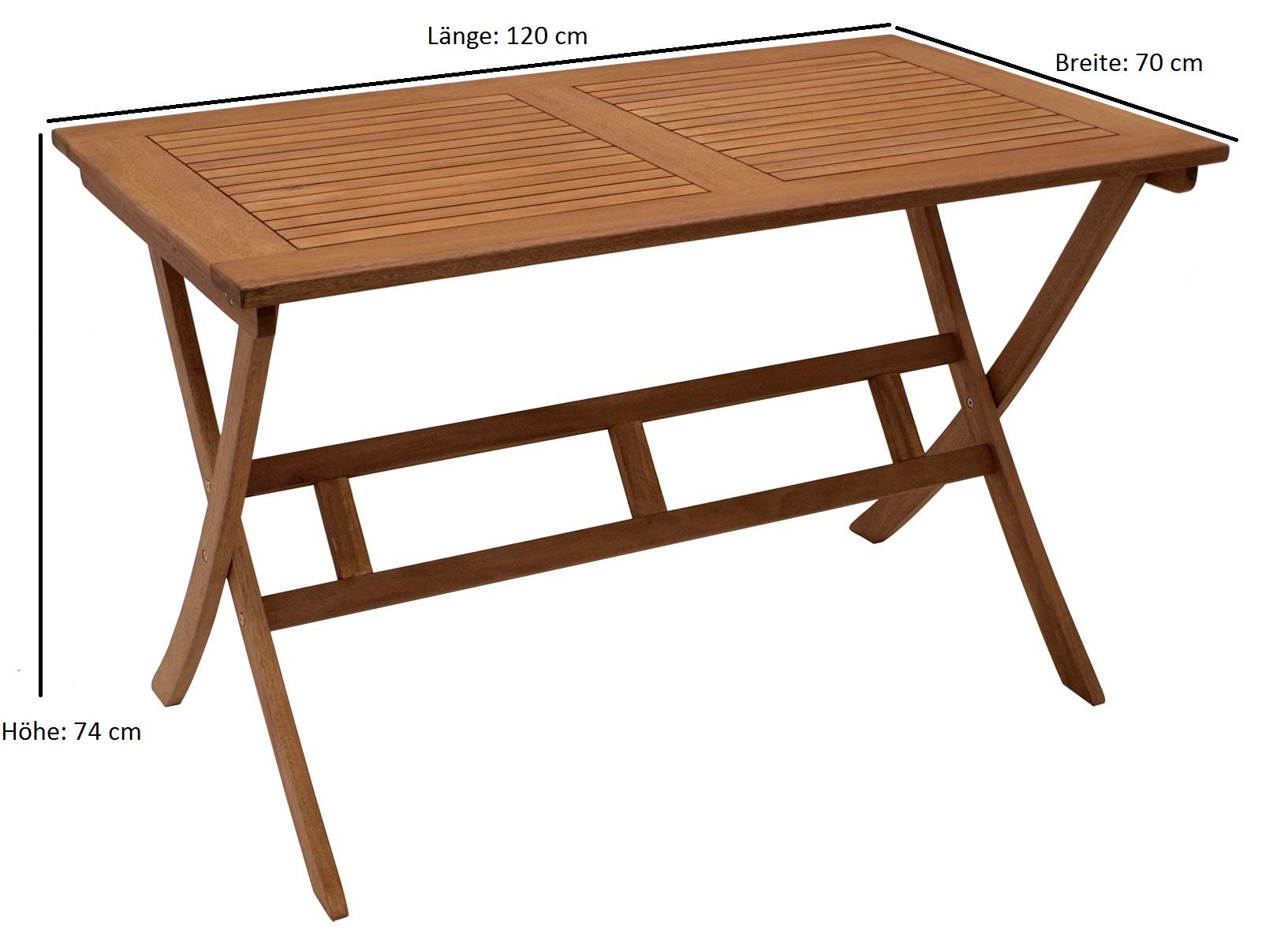 DEGAMO Gartentisch Klapptisch Bonita 70x120cm, Eukalyptus Holz braun geölt, FSC®-Zertifiziert, klappbar, Outdoor