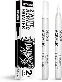 2 PCS White Acrylic Paint Pens, 0.7 mm Extra Fine Tip, Water Based Acrylic