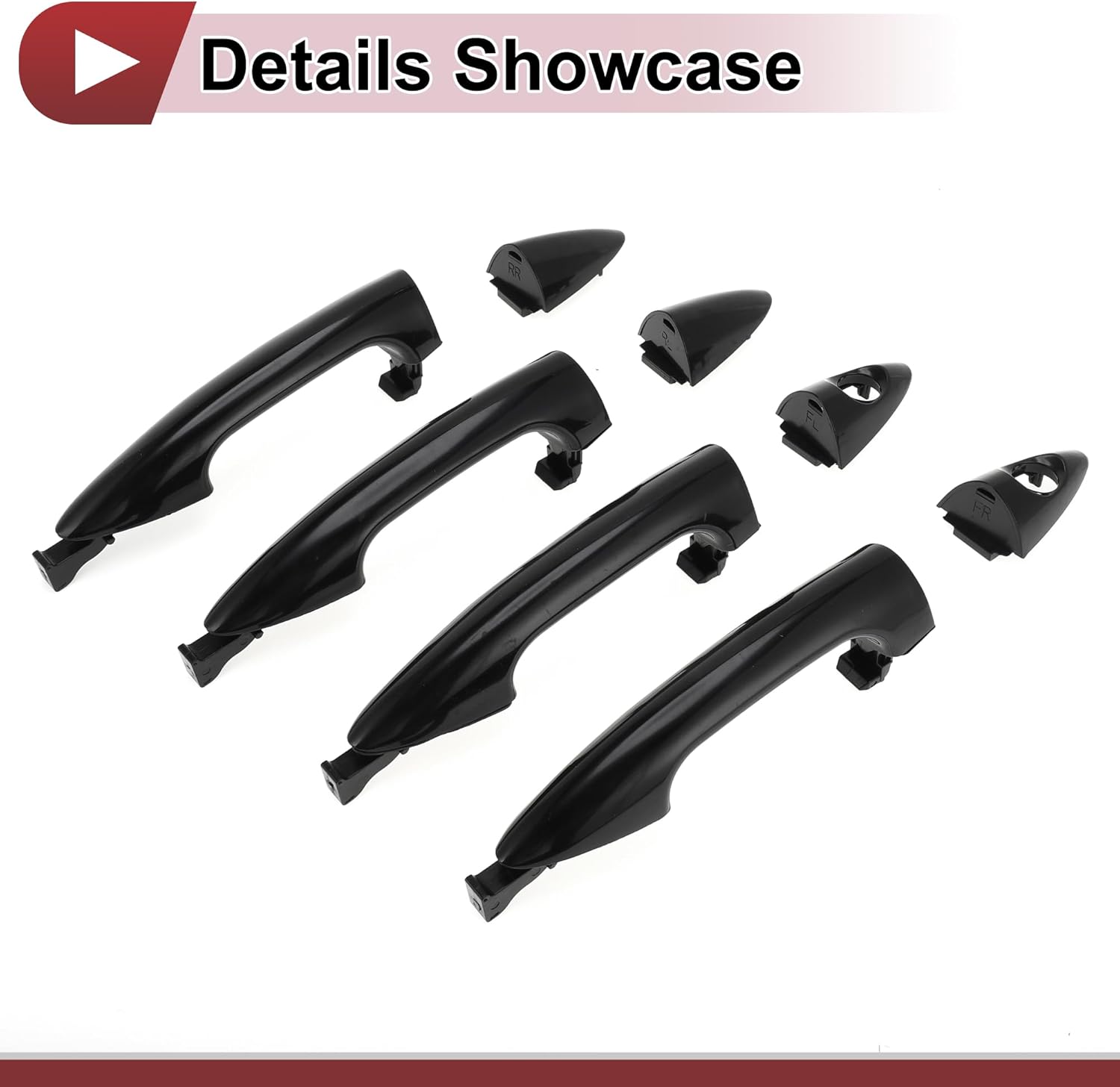 1 Set Car Exterior Door Handles Grip for Hyundai Accent 2012-2017 Front Left Front Right Rear Left Rear Right No.826511R050/826611R050 Black ABS