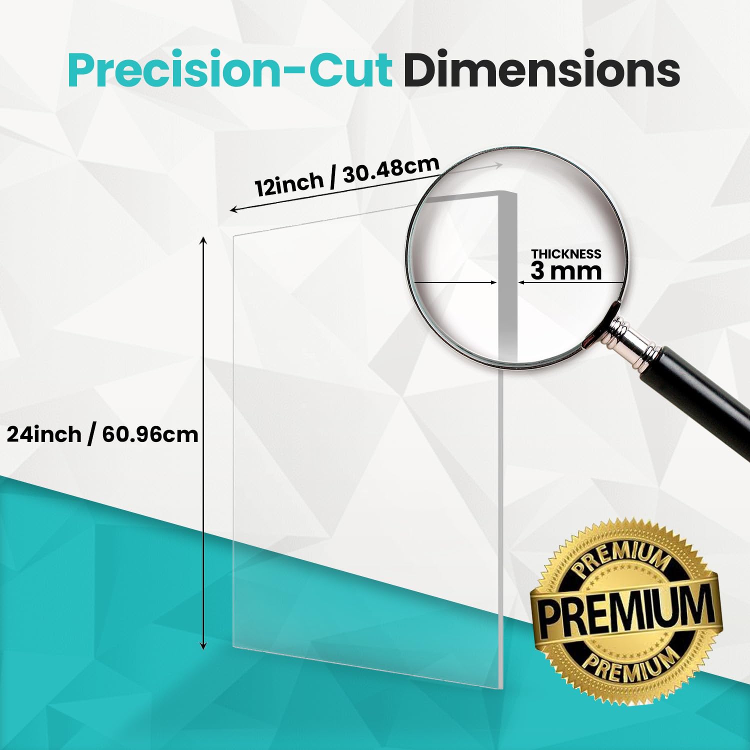 12"x24", 1/8" (3mm), (Pack of 2) Plexiglass Sheets, Transparent, Shatter-Resistant Clear Acrylic Sheets for Laser Cutting DIY Crafts, Windows, Table Protectors, Signage, Easy to Cut & Engrave