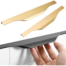 2 Pack Finger Edge Handle Concealed Pulls 400/450/500/600mm Aluminum Alloy Cabinet Knobs-Invisible Back Mount Handle for Kitchen Drawer Furniture Cupboard Bedroom Hardware,BrushedGold-Length400mm